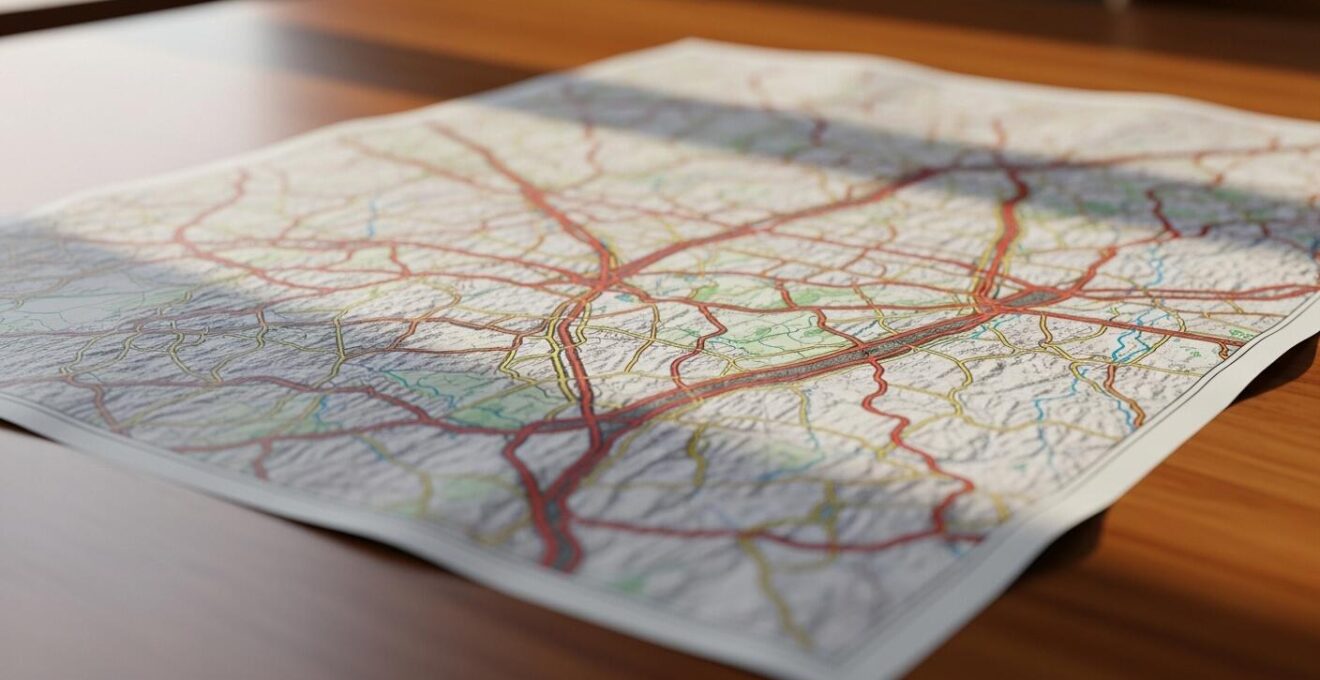 Carte routière montrant une section montagneuse avec virages serrés et profils d'élévation distincts