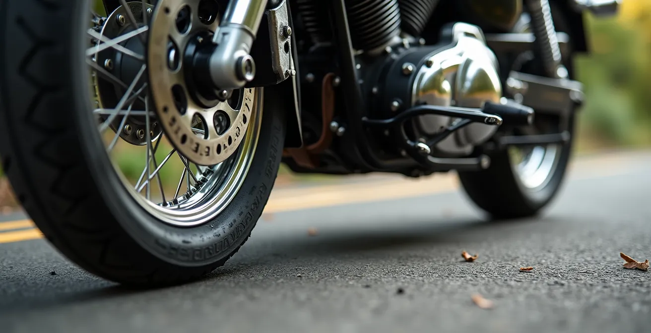 Vue rapprochée du panier d'un side-car légèrement soulevé en virage à droite