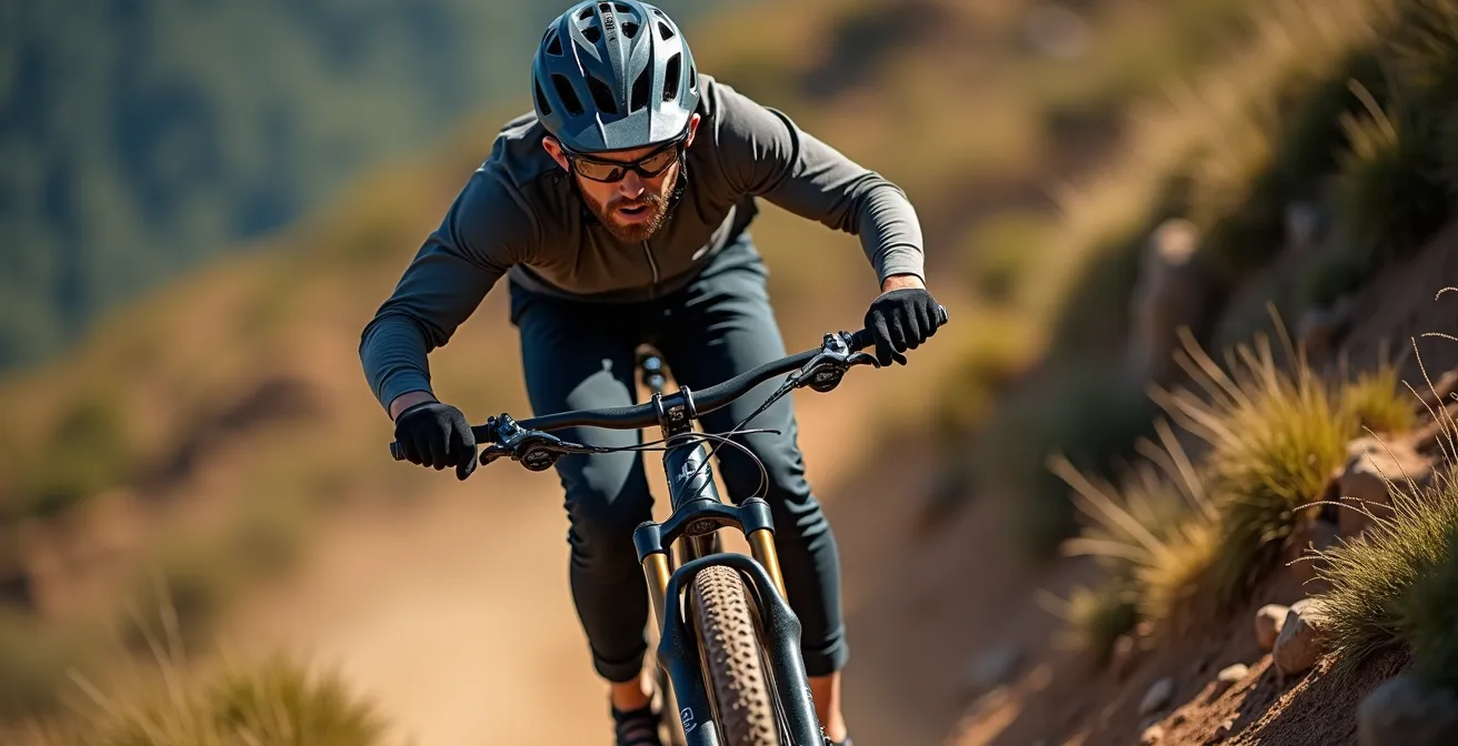 Vue latérale d'un véhicule tout-terrain négociant une pente extrême