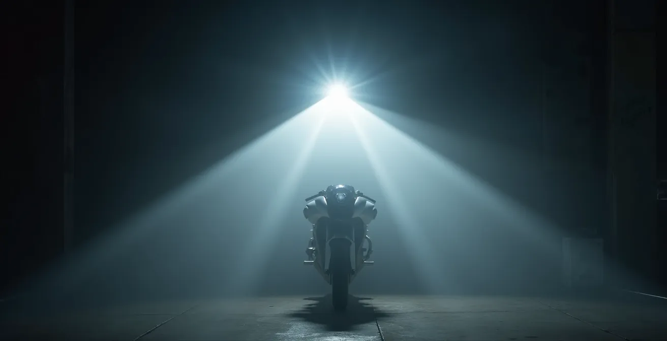 Configuration du triangle de visibilité avec feux additionnels montés sur moto